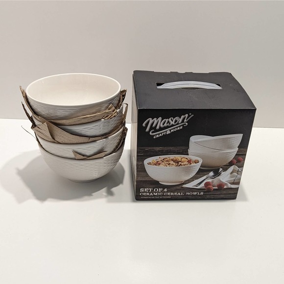 Mason Other - Mason White Weave Ceramic Cereal Bowls (Set of 4, with Original Box)